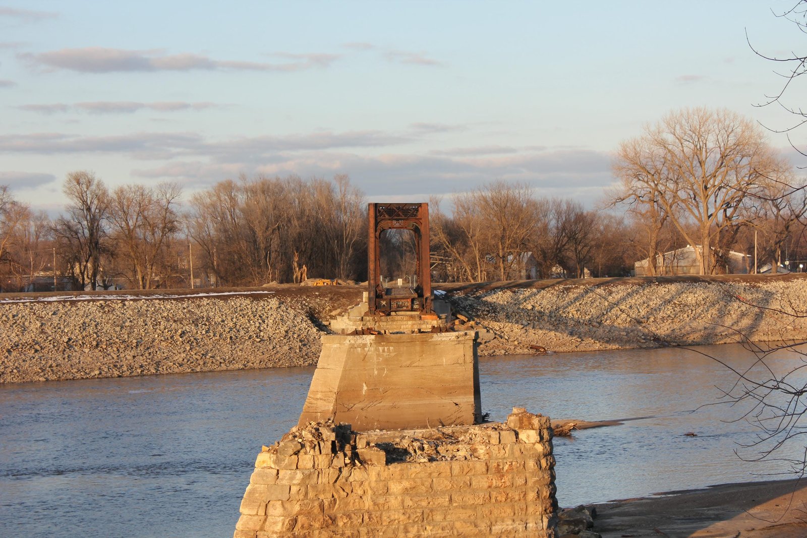 Looking west during demolition.  Only east span (span #1) remains